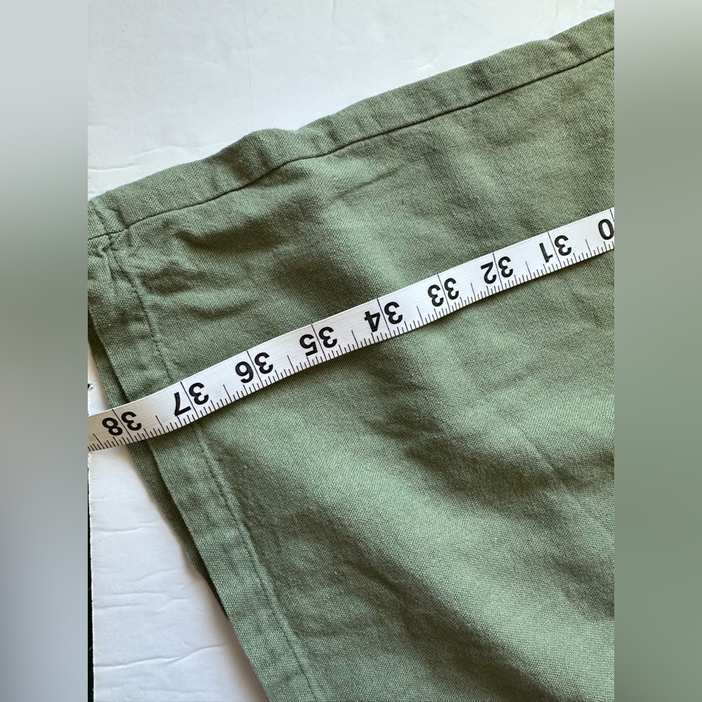 House of Harlow 1960 Sage Green Linen-Blend Wide Leg Tassel Drawstring Pants - Picture 7 of 8